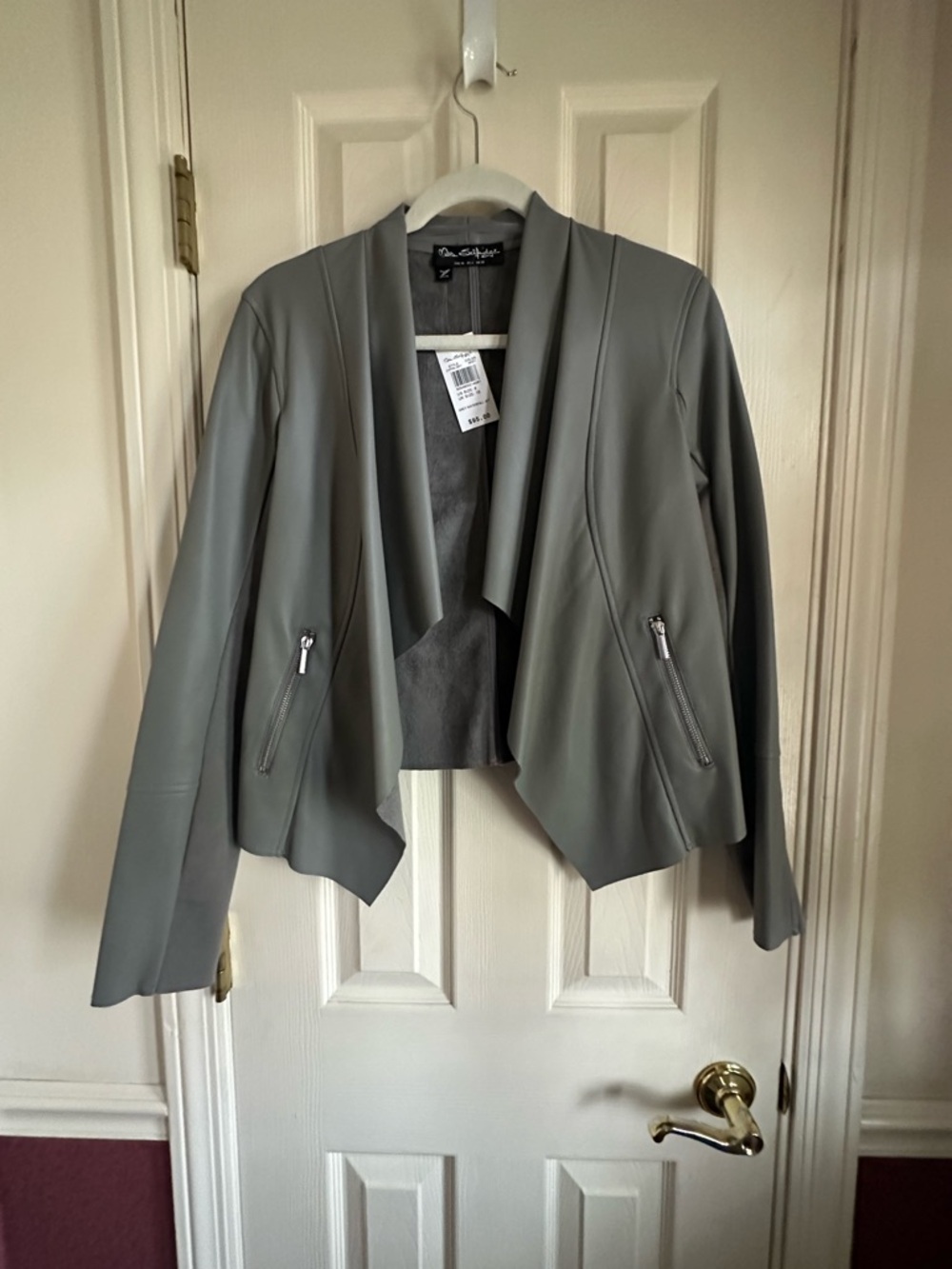 Miss Selfridge Gray Draped Open-Front Blazer